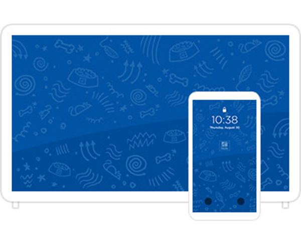 Desktop & mobile example of  "Blue Squiggles" pet wallpaper for phones